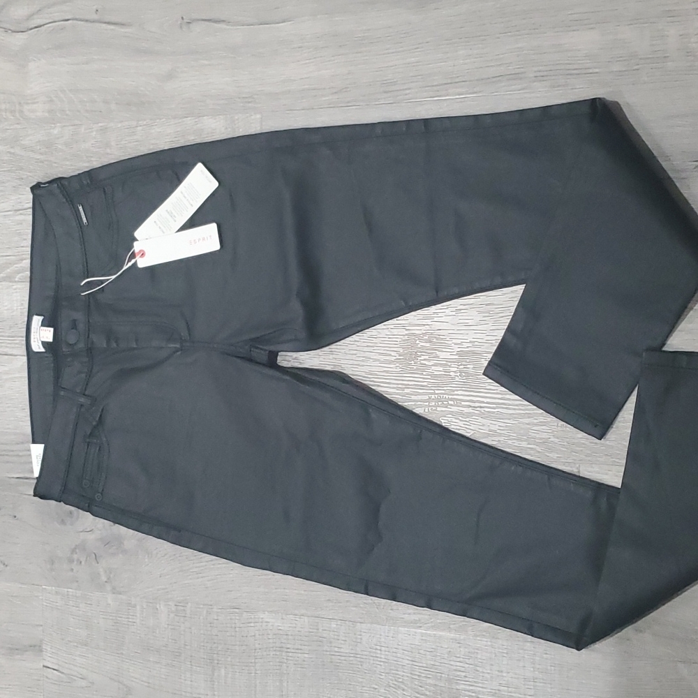 Esprit Waxed Skinny Jeans – Black Mid-Rise Denim, Size 8 (UK 12), Sleek & Chic